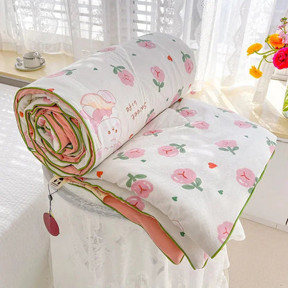 Double Layer Yarn Soybean Fiber Mother And Baby Grade Soft Glutinous Summer Cool Quilt